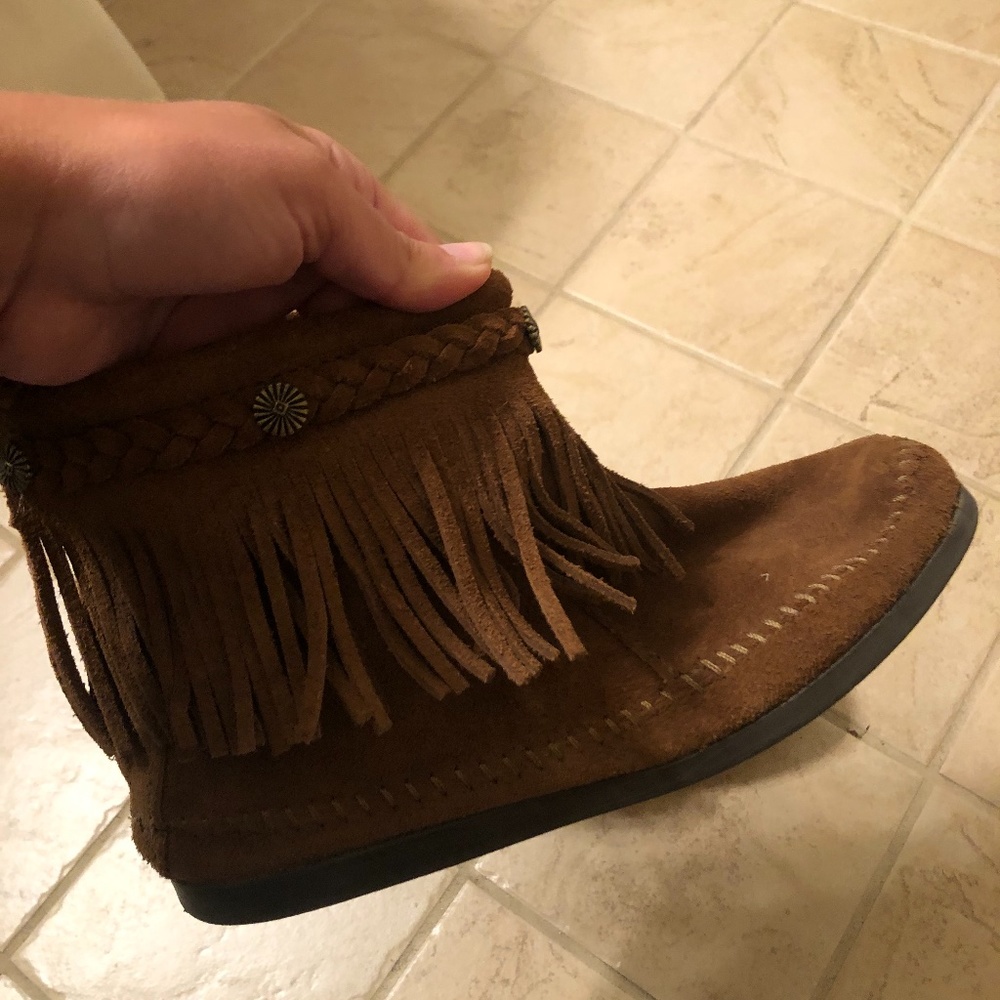 Minnetonka Fringe Ankle Booties